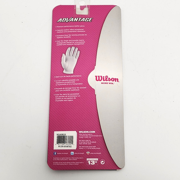 New Women’s Wilson Advantage White Leather Left Hand Golf Glove Size Small - Picture 2 of 4